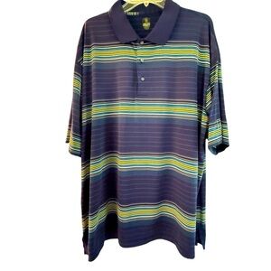 Pro Series Golf Shirt Striped 3 button Polo great colors Navy white Yellow 3XL